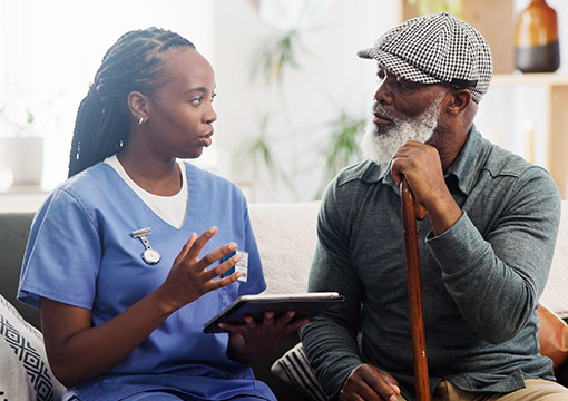 Healthcare tablet and senior man