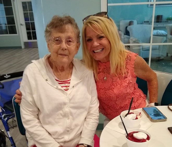 family hanging at senior care center