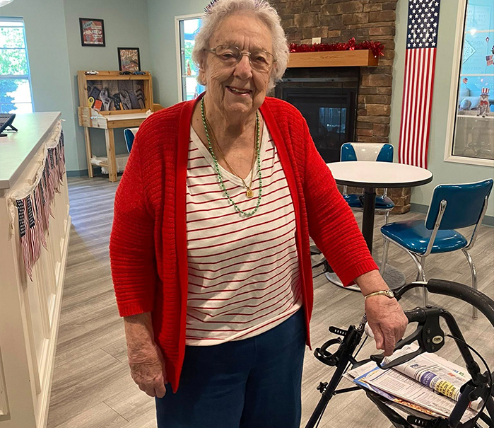 senior citezen smiling for camera in Heritage Springs