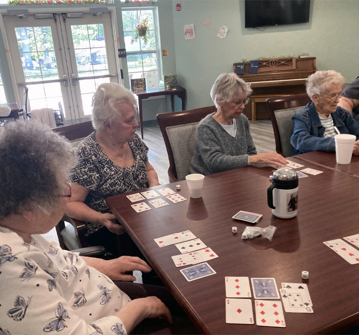 playing cards around table